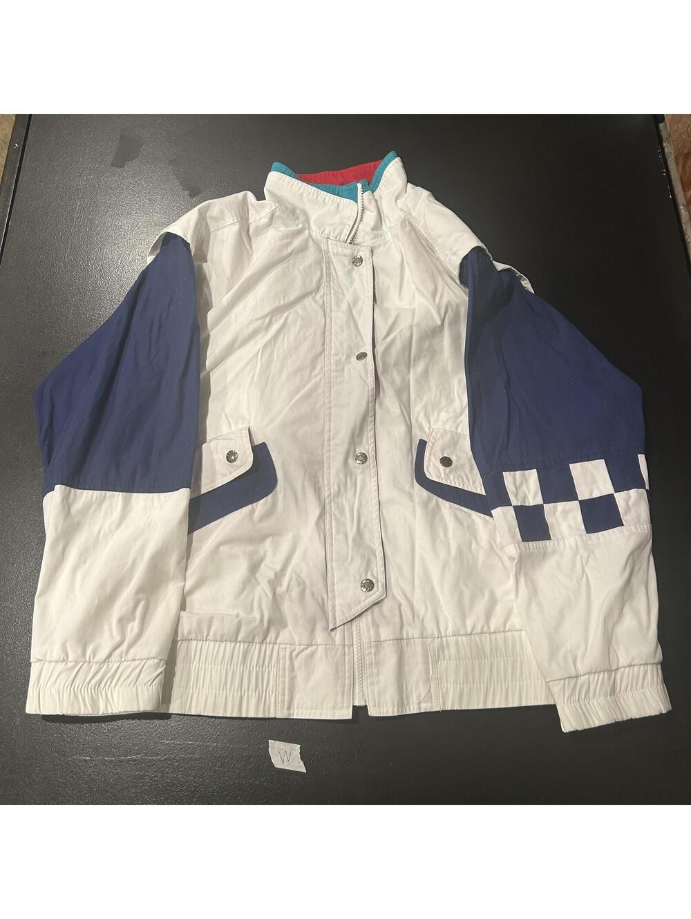 IZZI Spirit Vintage Colorblock Windbreaker Jacket White Navy